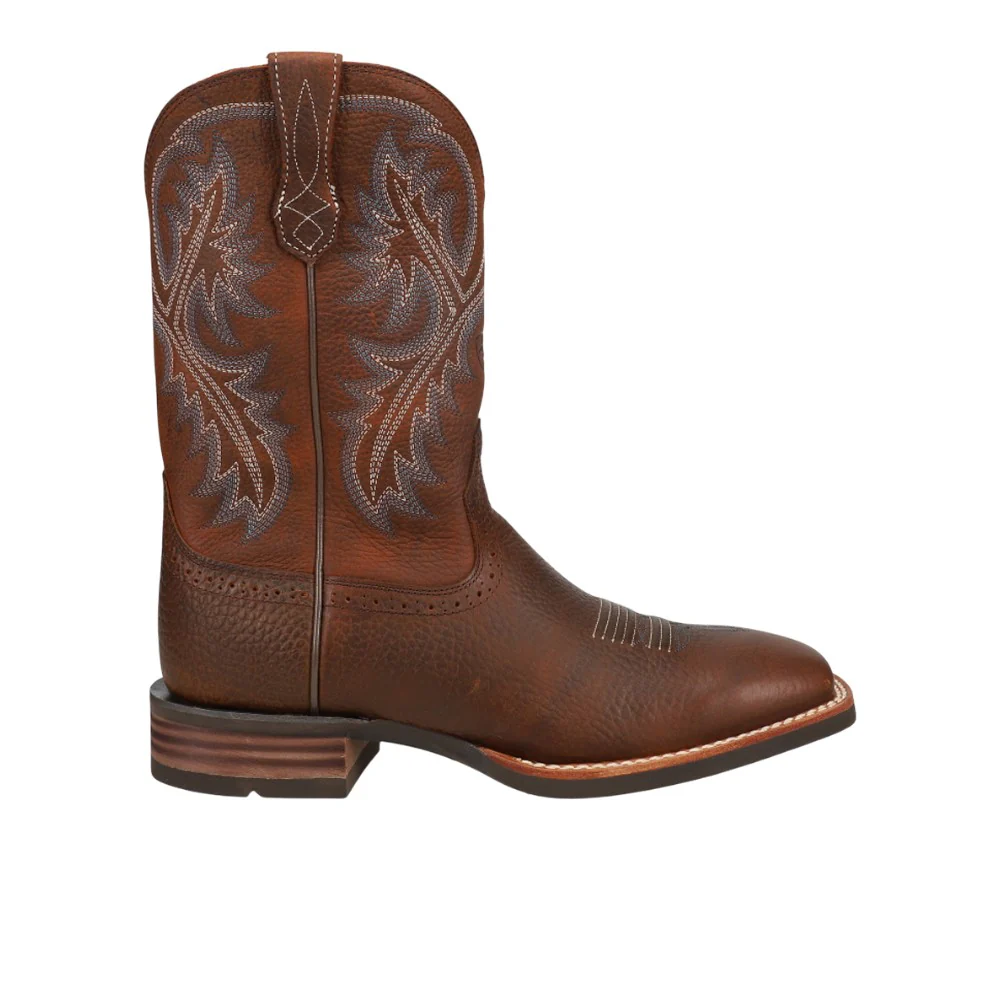Quickdraw Embroidered Square Toe Pull On Cowboy Boots