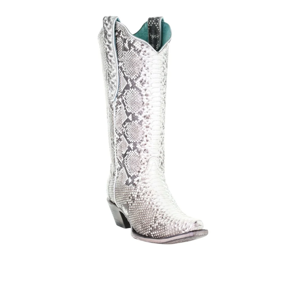 Snakeskin Snip Toe Pull On Cowboy Boots - Image 2