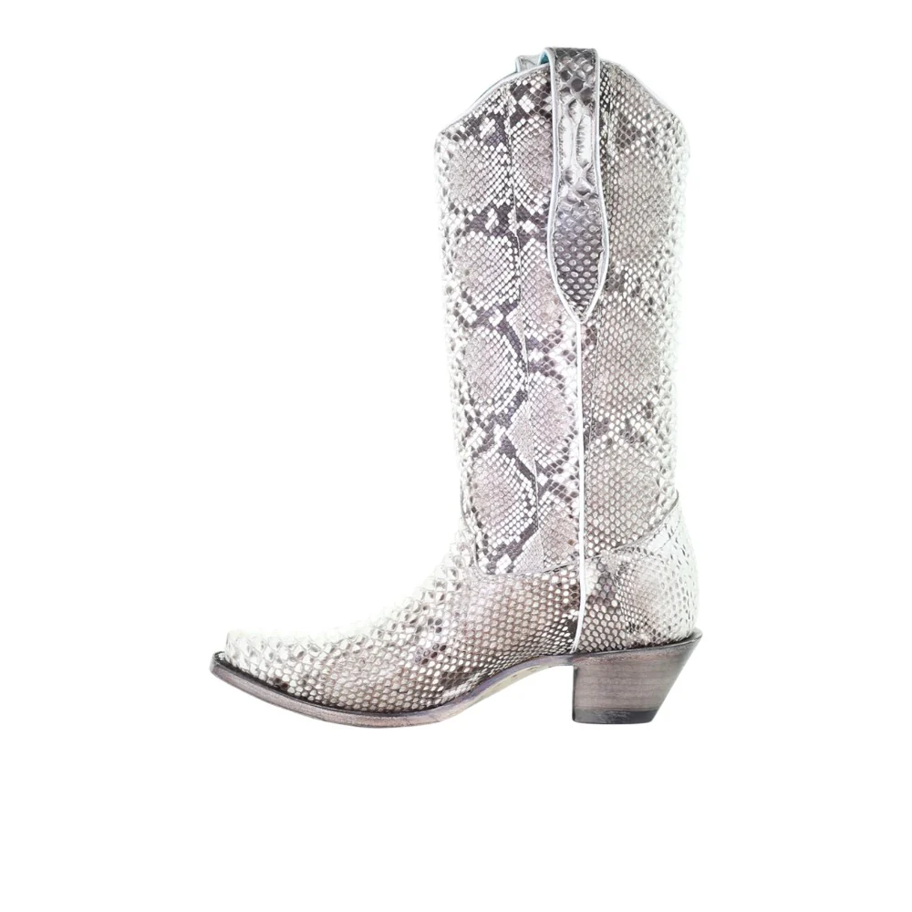 Snakeskin Snip Toe Pull On Cowboy Boots - Image 4