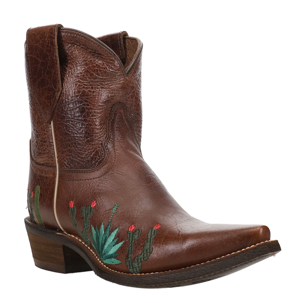 Agave Embroidery Snip Toe Cowboy Booties - Image 2