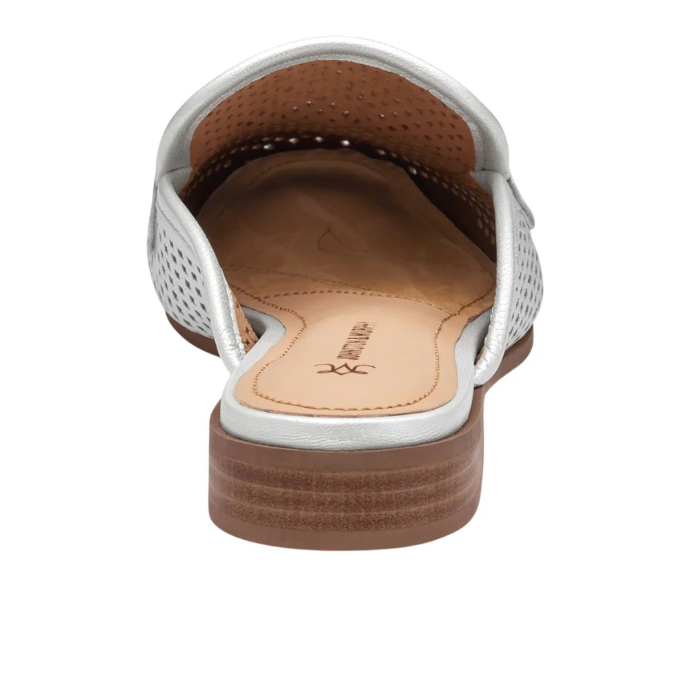 Ali Perforated Bit Metallic Mule Loafers - Image 4