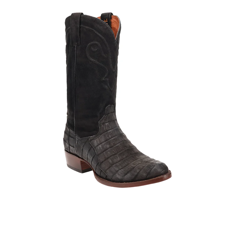 Alvis Emrboidered Caiman Round Toe Pull On Cowboy Boots - Image 2