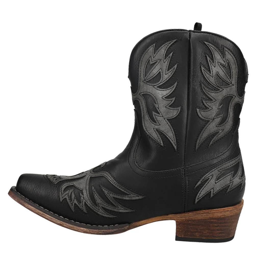 Amelia Tooled Inlay Snip Toe Cowboy Booties - Image 3