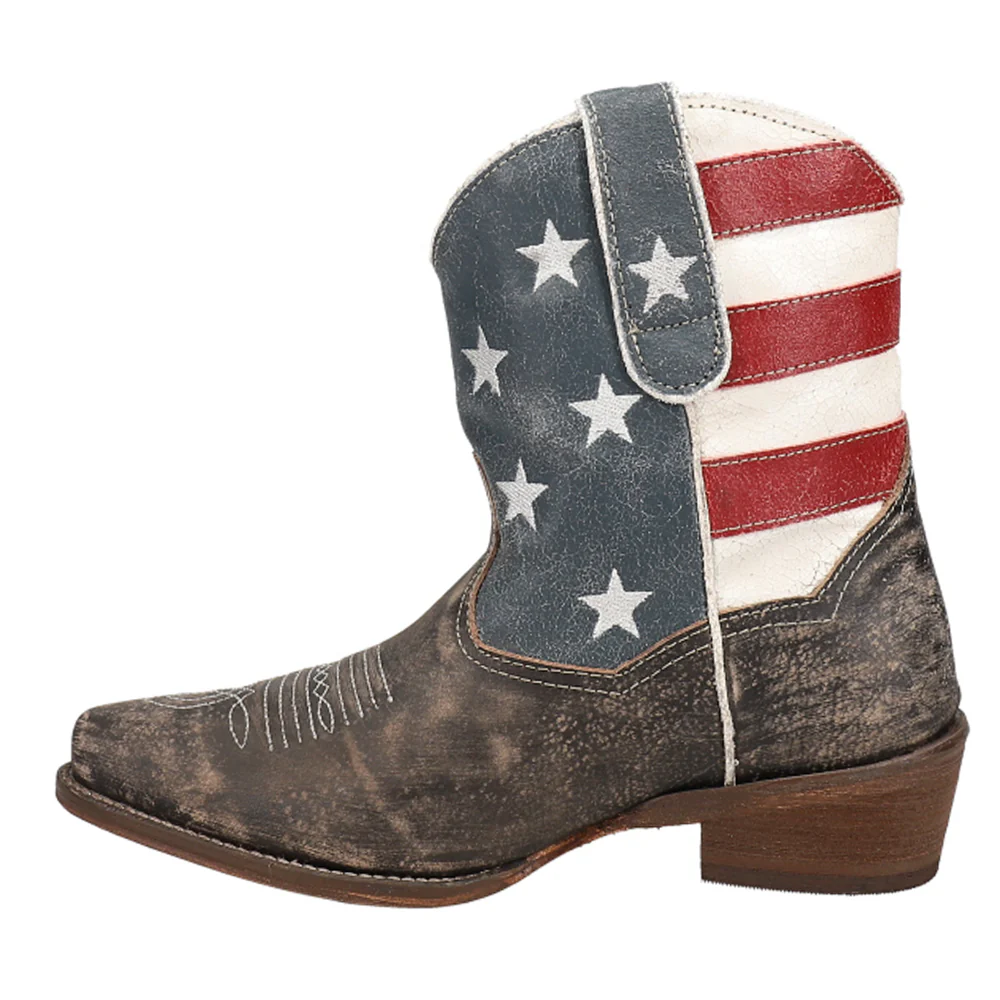 American Beauty Distressed Round Toe Cowboy Booties - Image 3