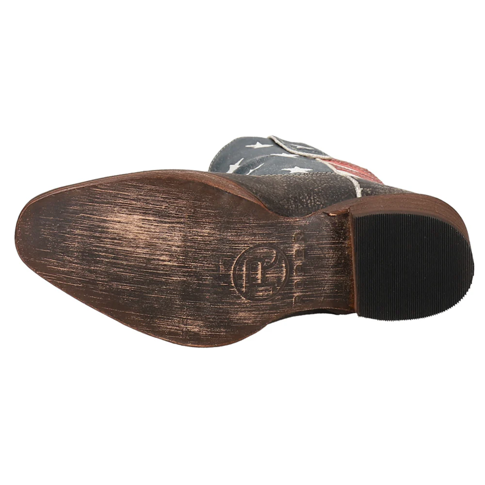 American Beauty Distressed Round Toe Cowboy Booties - Image 5