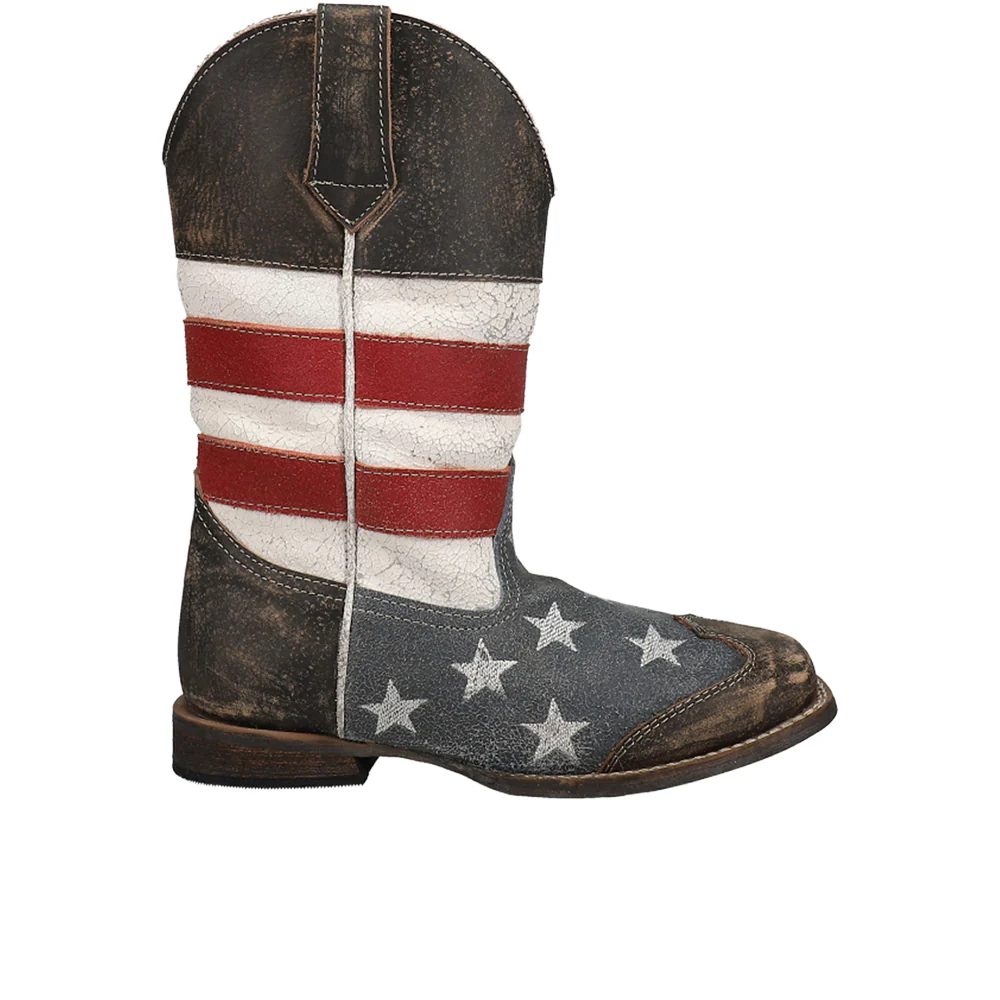 Americana Flag Square Toe Cowboy Boots (Little Kid)