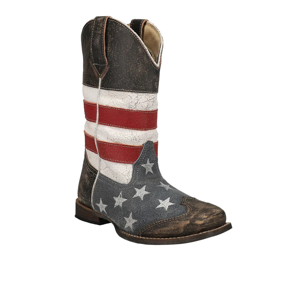 Americana Flag Square Toe Cowboy Boots (Little Kid) - Image 2