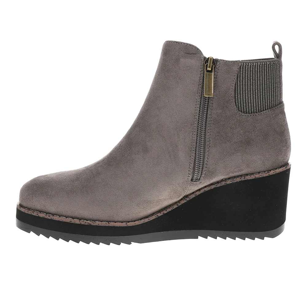 Apple Sauced Round Toe Side Zip Wedge Booties - Image 3