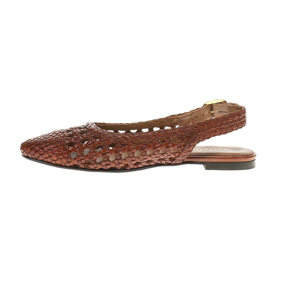 Avalon Woven Leather Slingback Flats - Image 3