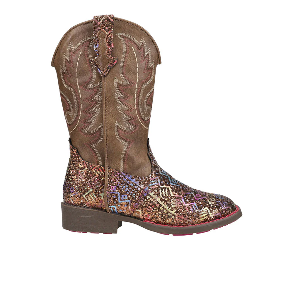 Aztec Glitter Square Toe Cowboy Boots (Little Kid)