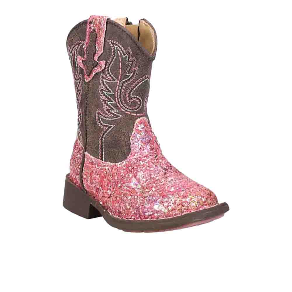 Aztec Glitter Square Toe Cowboy Boots (Toddler) - Image 2