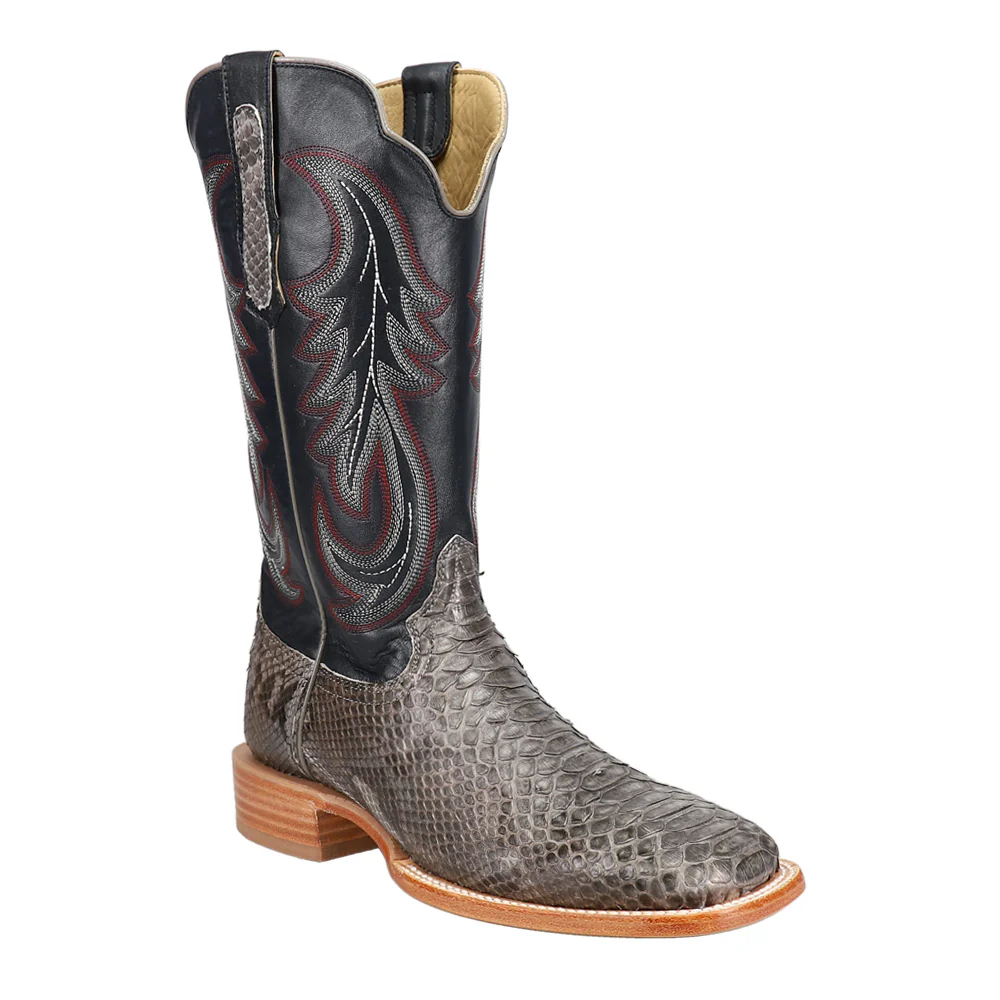 Back Cut Python Embroidered Square Toe Cowboy Boots - Image 2