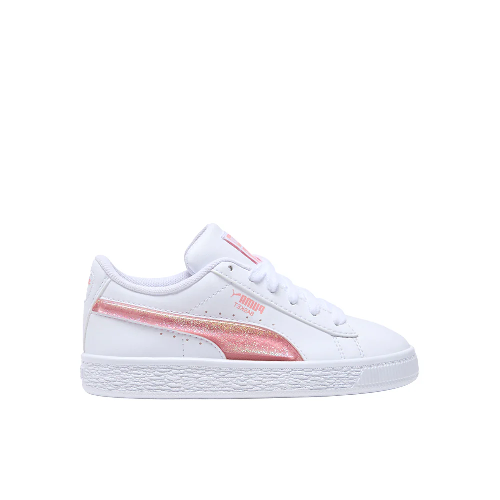 Basket Glitter Lace Up Sneakers (Little Kid)