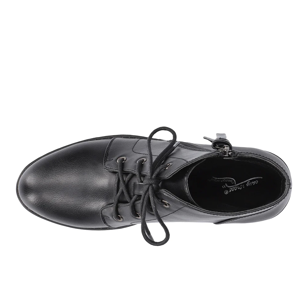 Becker Round Toe Lace Up Zippered Booties - Image 4