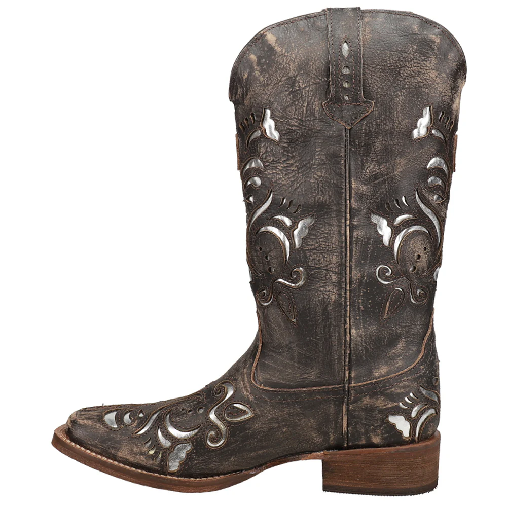 Belle Metallic Square Toe Cowboy Boots - Image 3