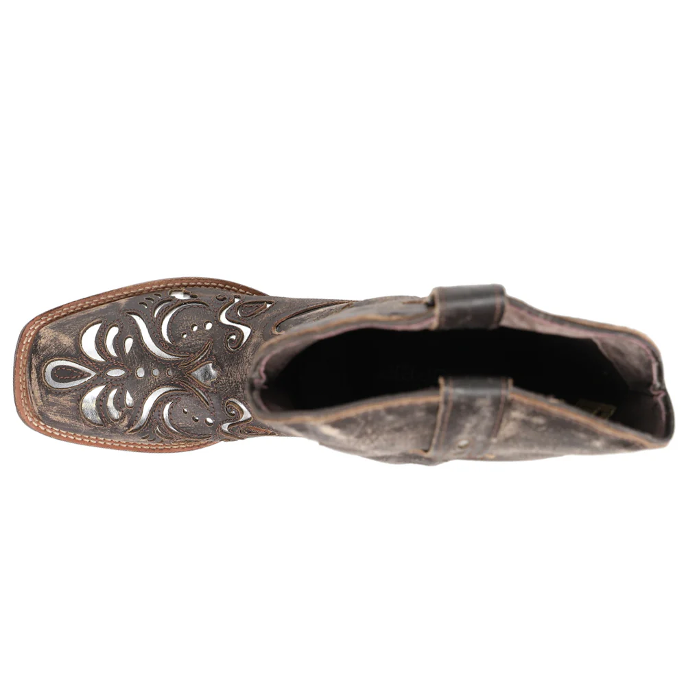 Belle Metallic Square Toe Cowboy Boots - Image 4