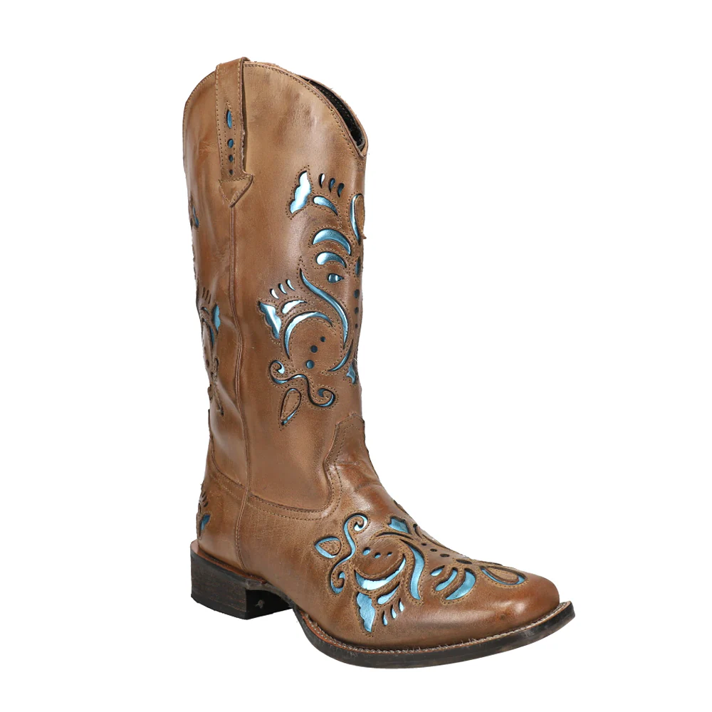 Belle Metallic Square Toe Cowboy Boots - Image 2