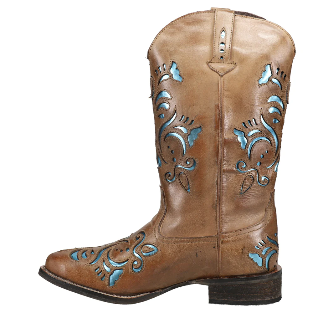 Belle Metallic Square Toe Cowboy Boots - Image 3