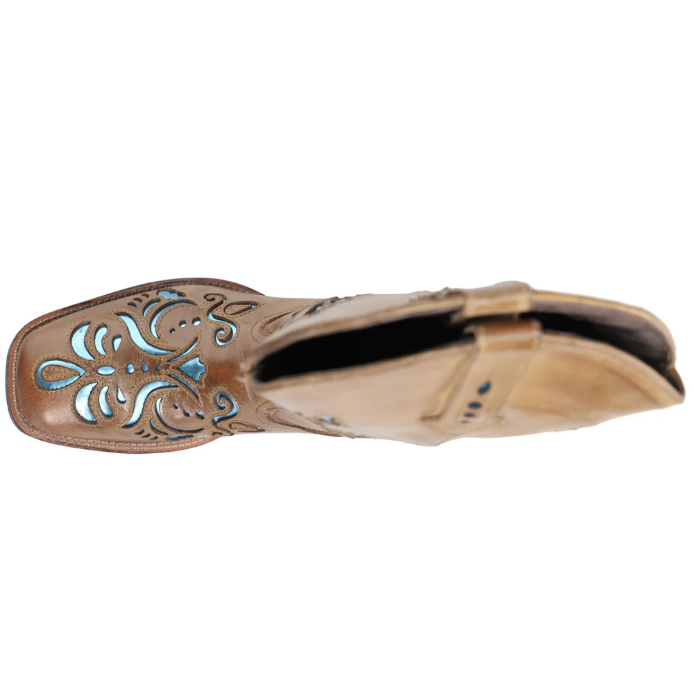 Belle Metallic Square Toe Cowboy Boots - Image 4