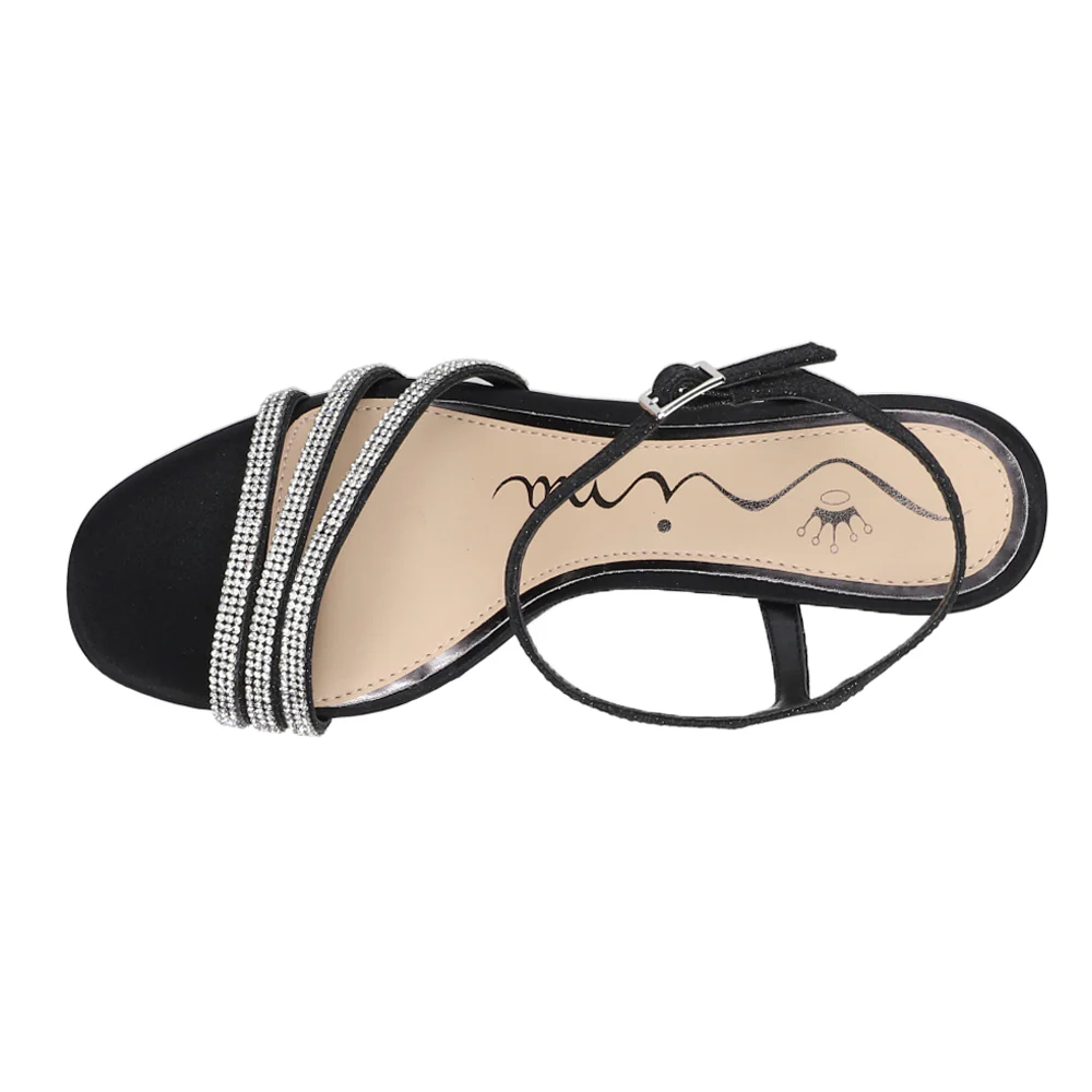 Bettany Glitter Rhinestone Ankle Strap Evening Kitten Heel Sandals - Image 4