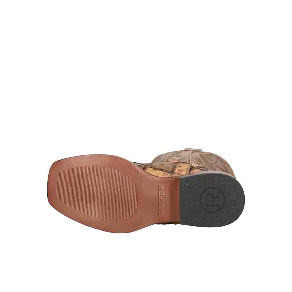 Bird Blocks Ostrich Square Toe Cowboy Boots (Big Kid) - Image 5