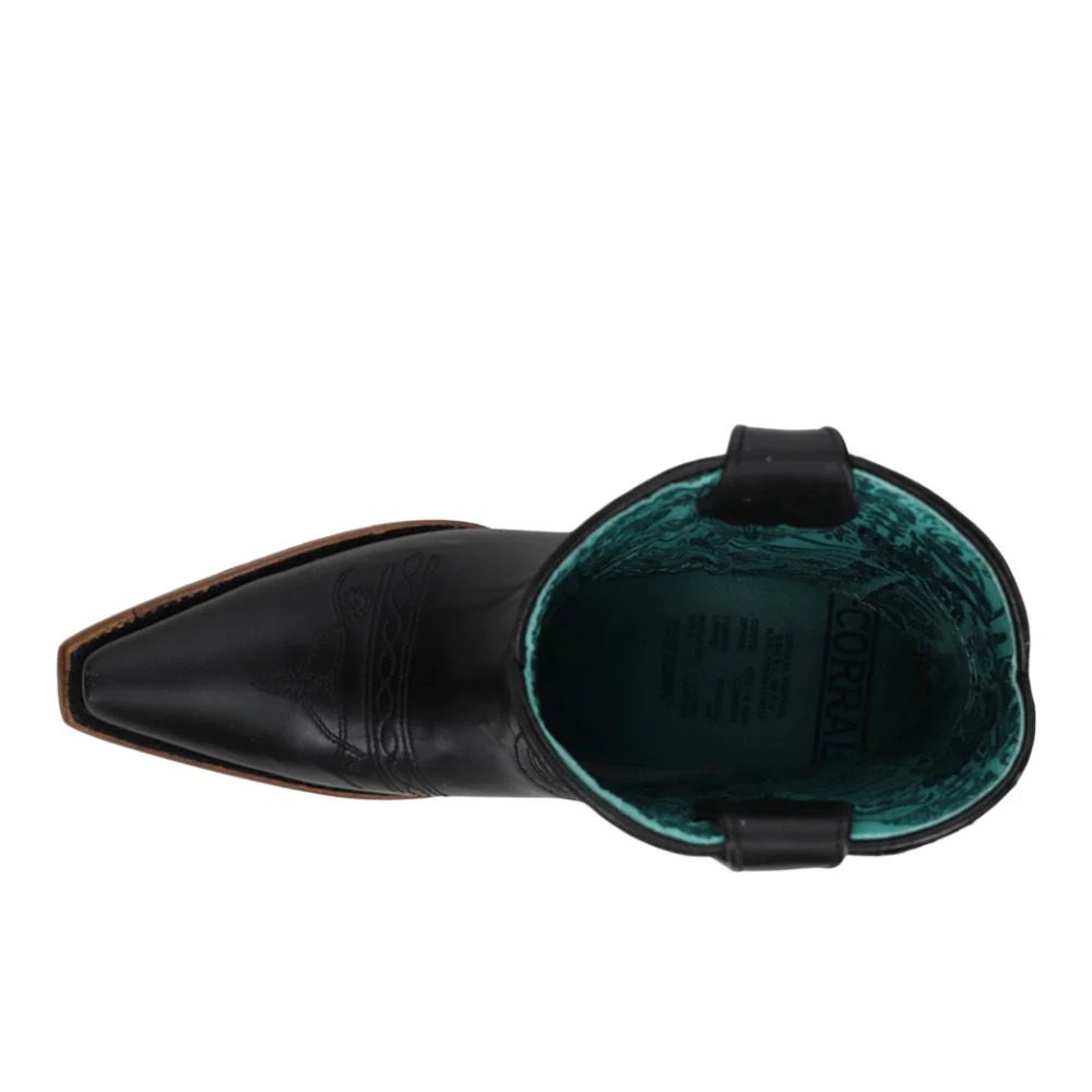 Black Embroidery Snip Toe Cowboy Booties - Image 4