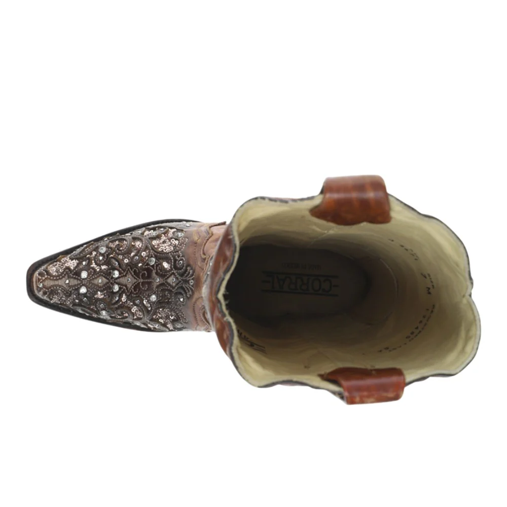 Rhinestones Sequins Embroidered Snip Toe Cowboy Boots - Image 4