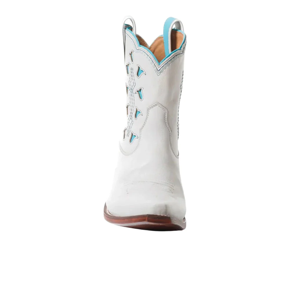 Bright Tooled Inlay Snip Toe Pull On Cowboy Bootie - Image 4