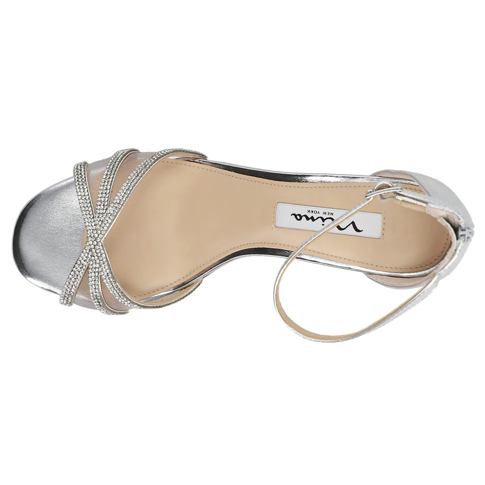 Brooke Rhinestone Ankle Strap Block Heel Sandals - Image 4