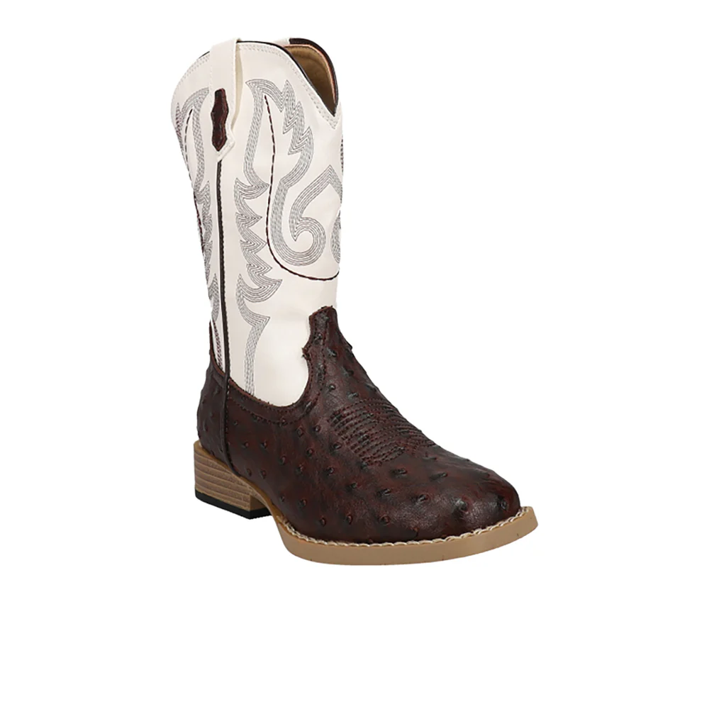 Bumps Faux Ostrich Square Toe Cowboy Boots (Little Kid) - Image 2
