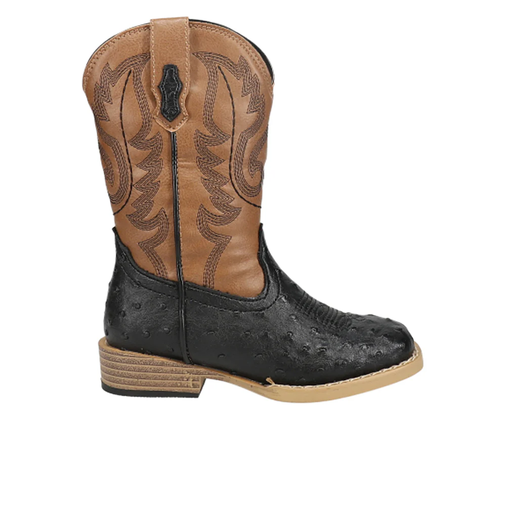 Bumps Faux Ostrich Square Toe Cowboy Boots (Little Kid)