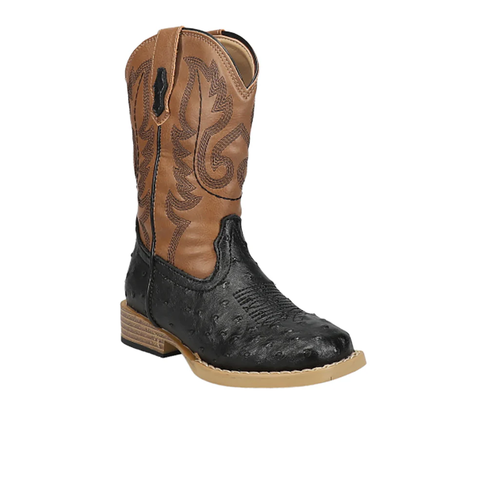 Bumps Faux Ostrich Square Toe Cowboy Boots (Little Kid) - Image 2