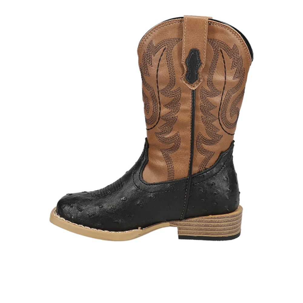 Bumps Faux Ostrich Square Toe Cowboy Boots (Little Kid) - Image 3