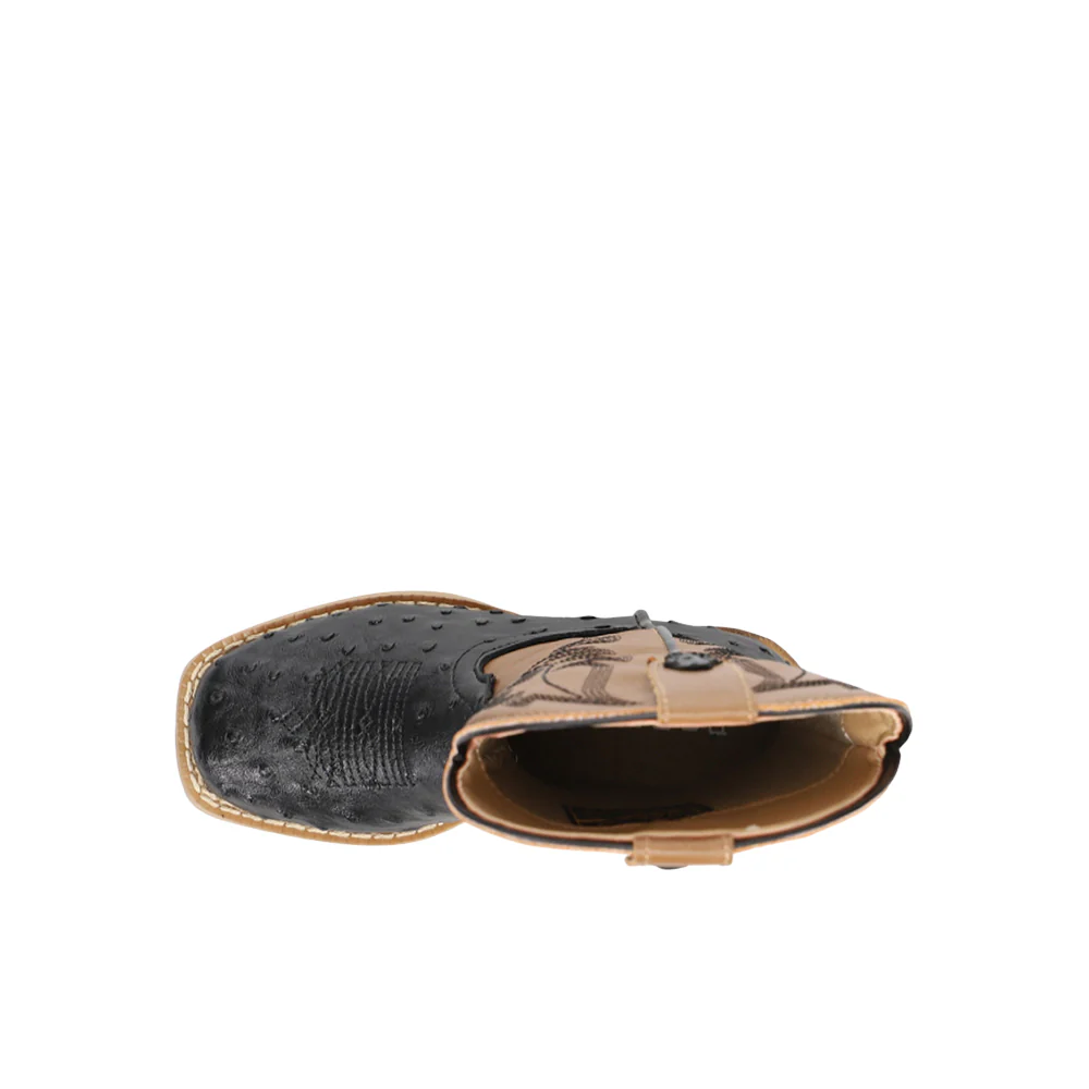 Bumps Faux Ostrich Square Toe Cowboy Boots (Little Kid) - Image 4