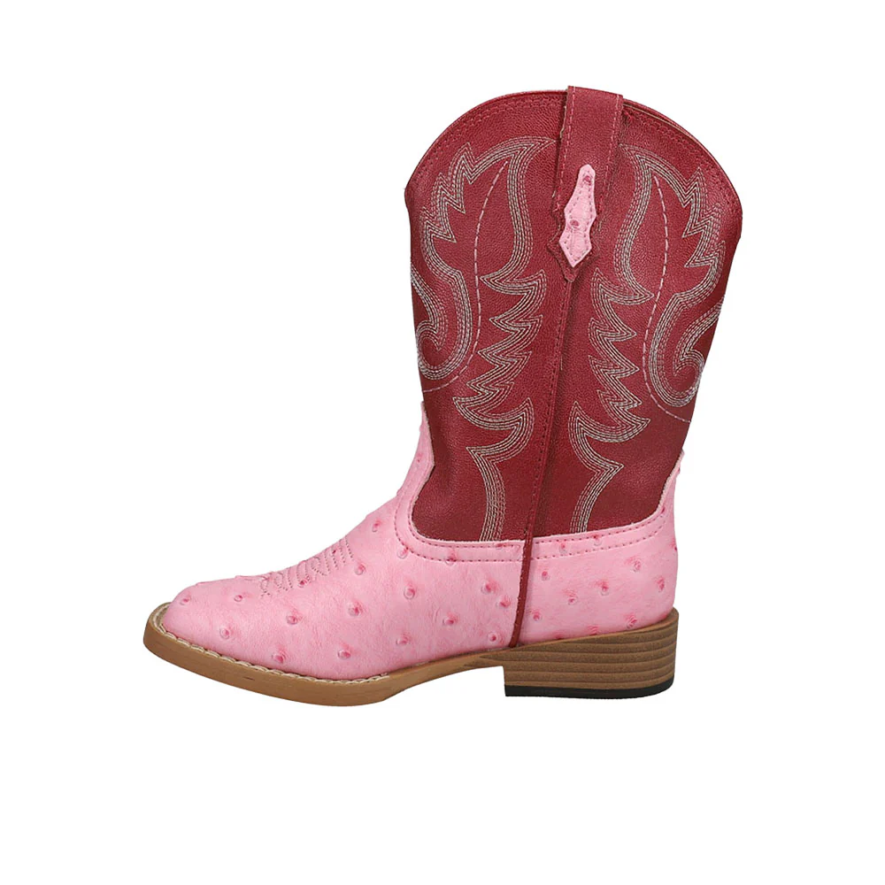 Bumps Faux Ostrich Square Toe Cowboy Boots (Little Kid) - Image 3