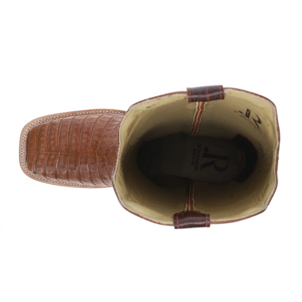 Caiman Belly 13 Inch Wide Square Toe Cowboy Boots - Image 4