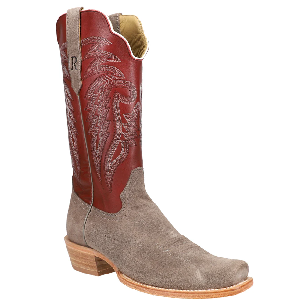 Charcoal Rough Out Embroidered Square Toe Cowboy Boots - Image 2