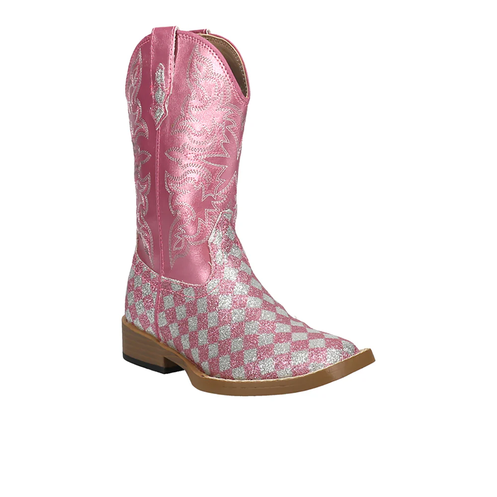 Checkered Square Toe Cowboy Boots (Little Kid-Big Kid) - Image 2