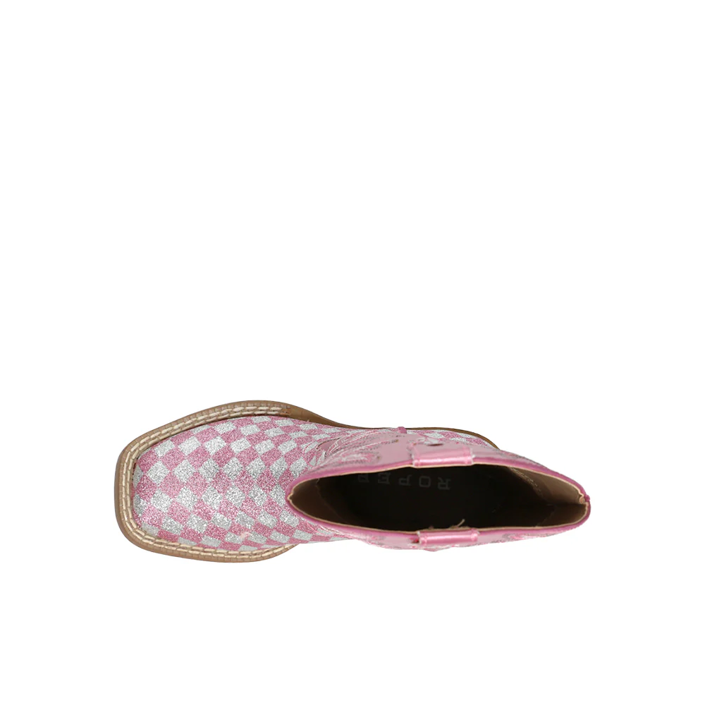Checkered Square Toe Cowboy Boots (Little Kid-Big Kid) - Image 4