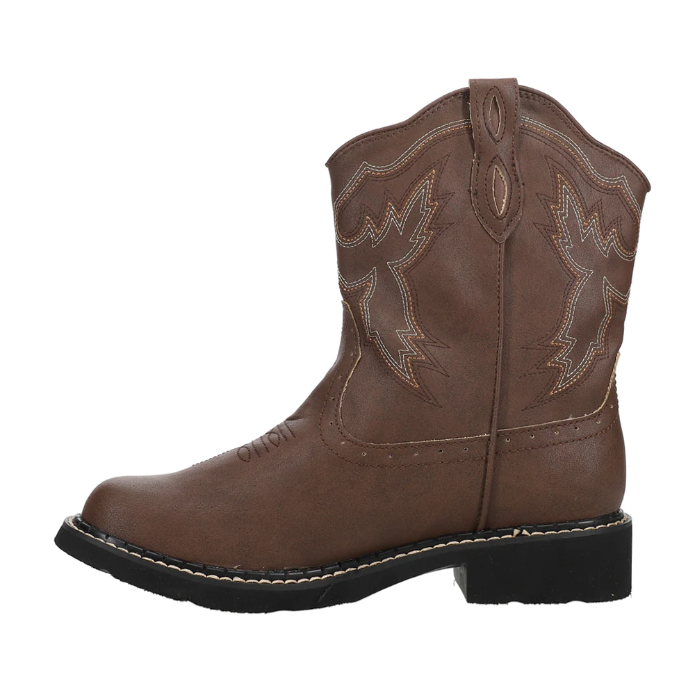 Chunk Rider Embroidery Round Toe Cowboy Boots - Image 3