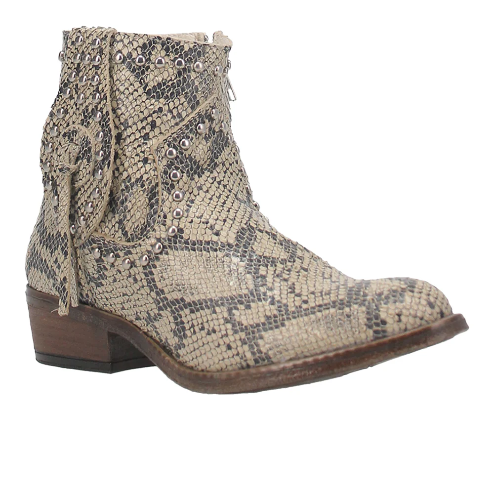 Clementine Snake Studded Print Round Toe Booties - Image 2