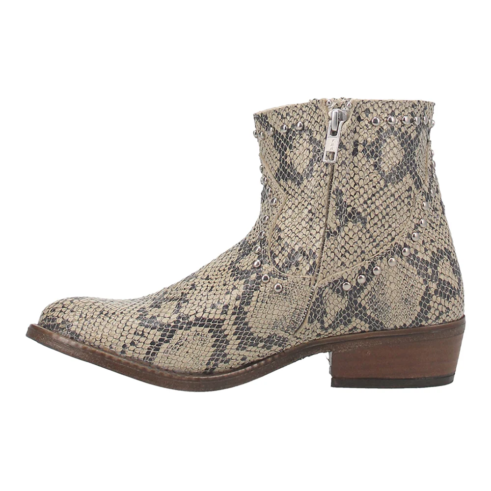 Clementine Snake Studded Print Round Toe Booties - Image 3