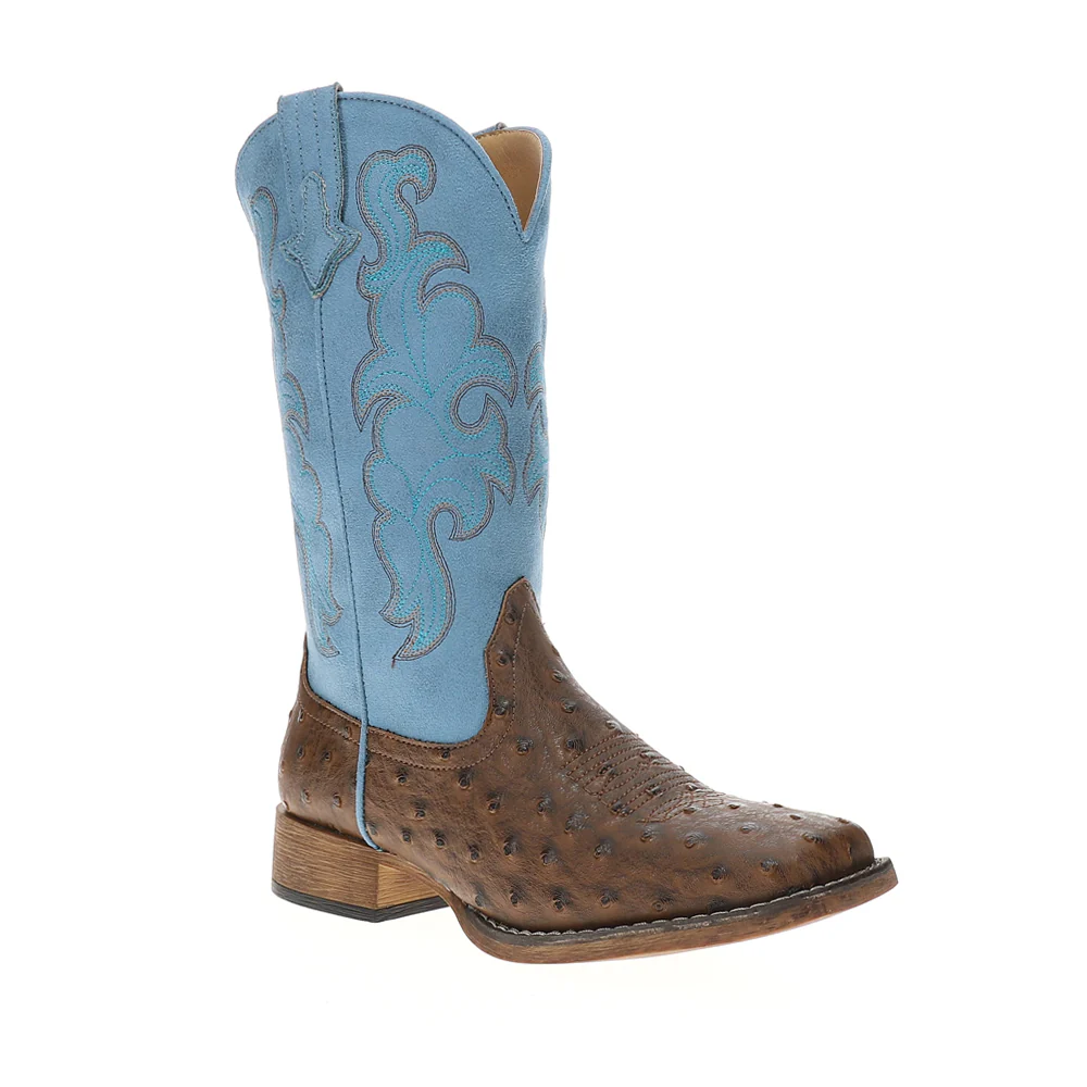 Cowboy Classic Ostrich Print Square Toe Cowboy Boots - Image 2