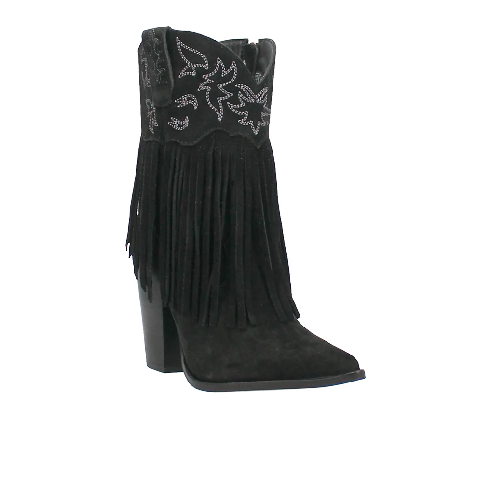 Crazy Train Fringe Embroidery Pointed Toe Zippered Cowboy Booties - Image 2