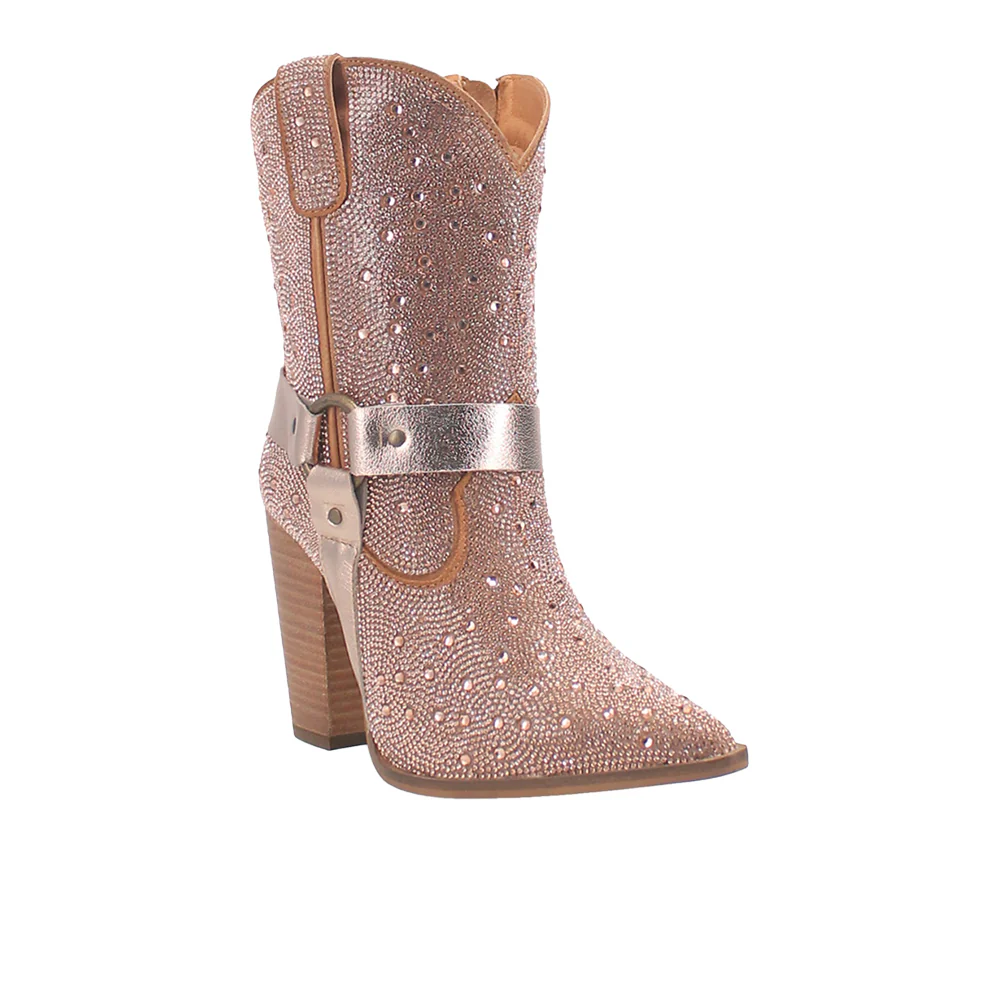Crown Jewel Rhinestone Snip Toe Zippered Cowboy Booties - Image 2