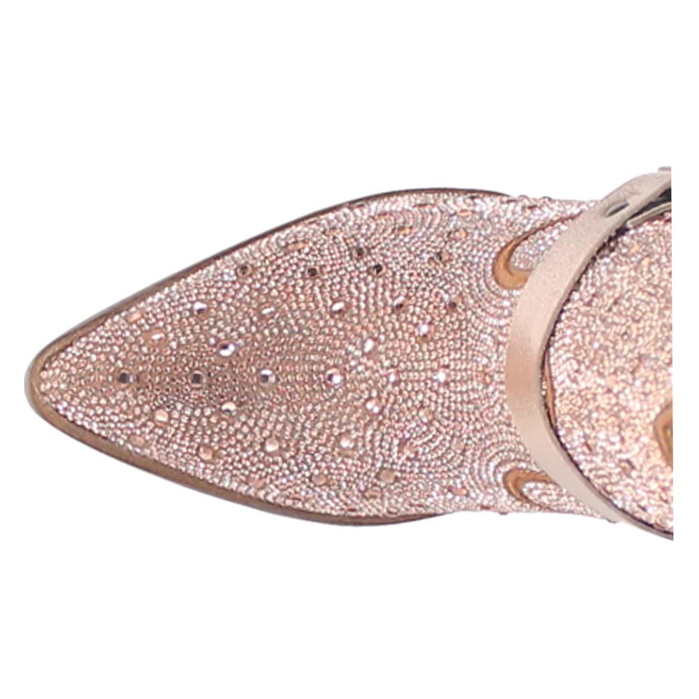 Crown Jewel Rhinestone Snip Toe Zippered Cowboy Booties - Image 4
