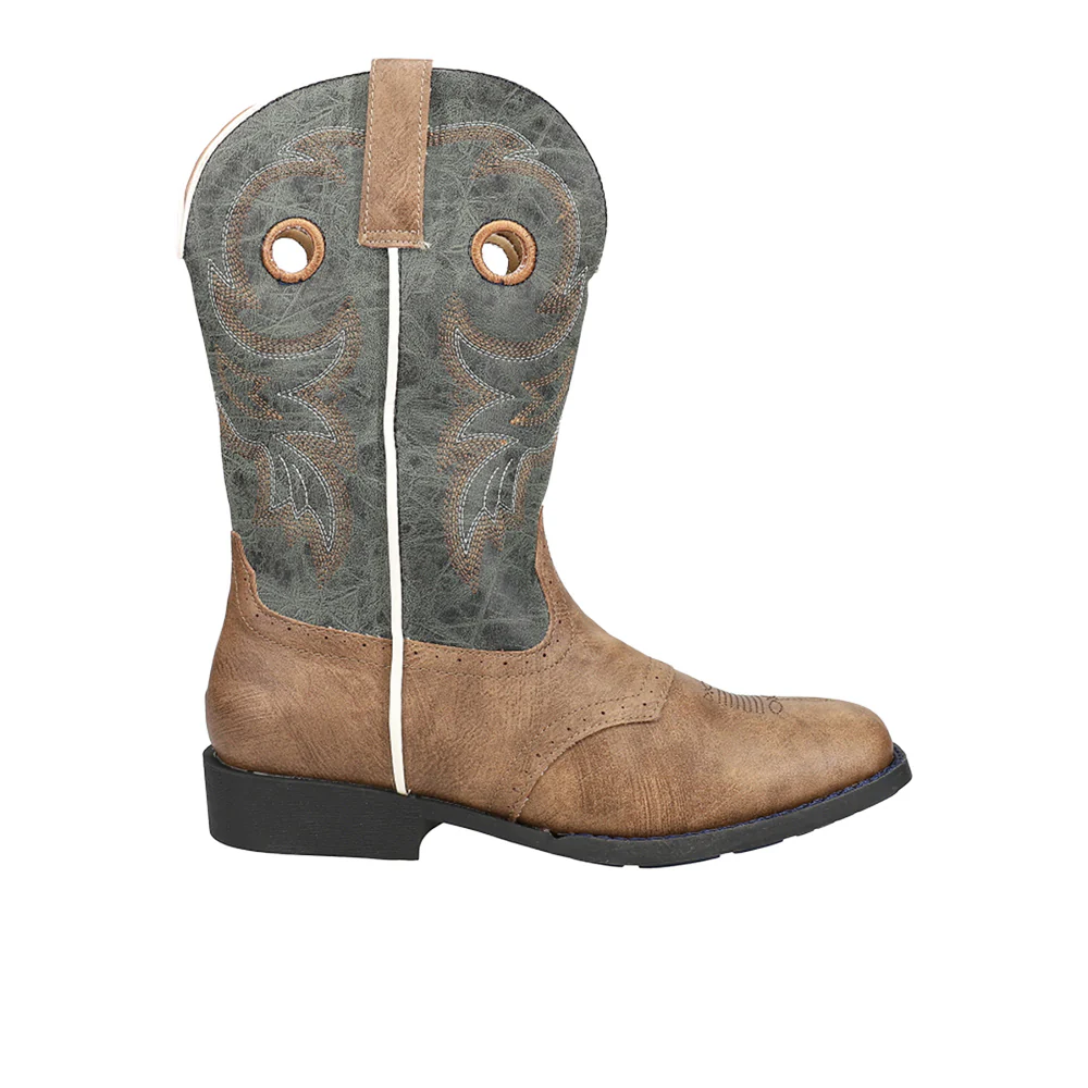 Daniel Distressed Saddle Embroidery Square Toe Cowboy Boots (Big Kid)