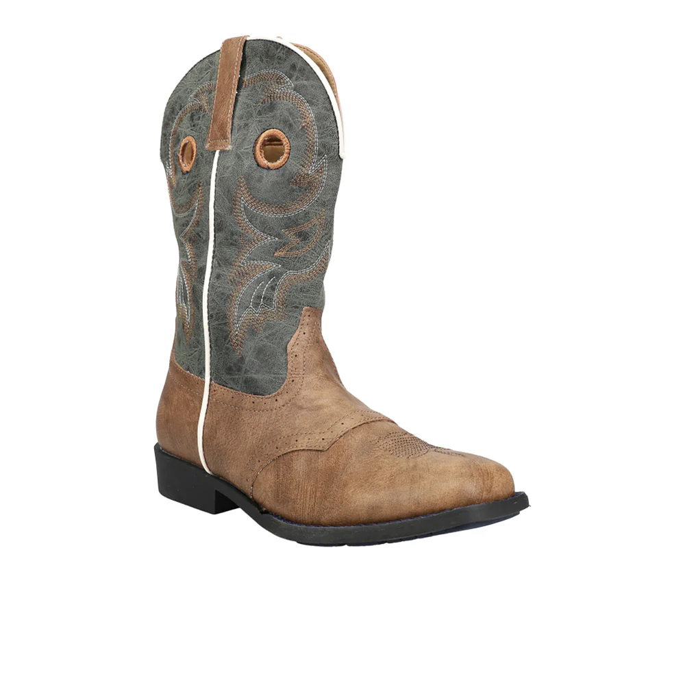 Daniel Distressed Saddle Embroidery Square Toe Cowboy Boots (Big Kid) - Image 2