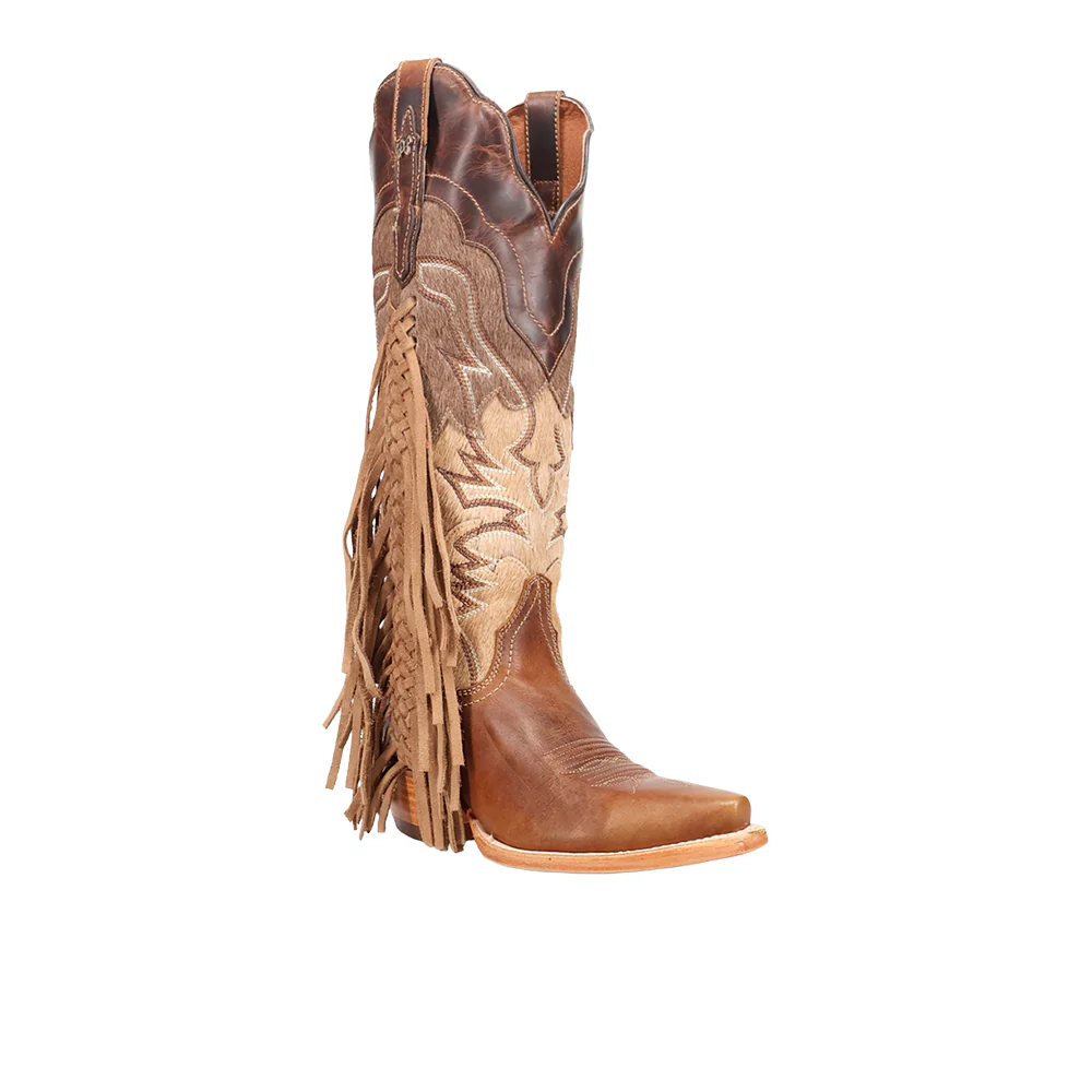 Dayla Braided Fringe Snip Toe Pull On Cowboy Boots - Image 2