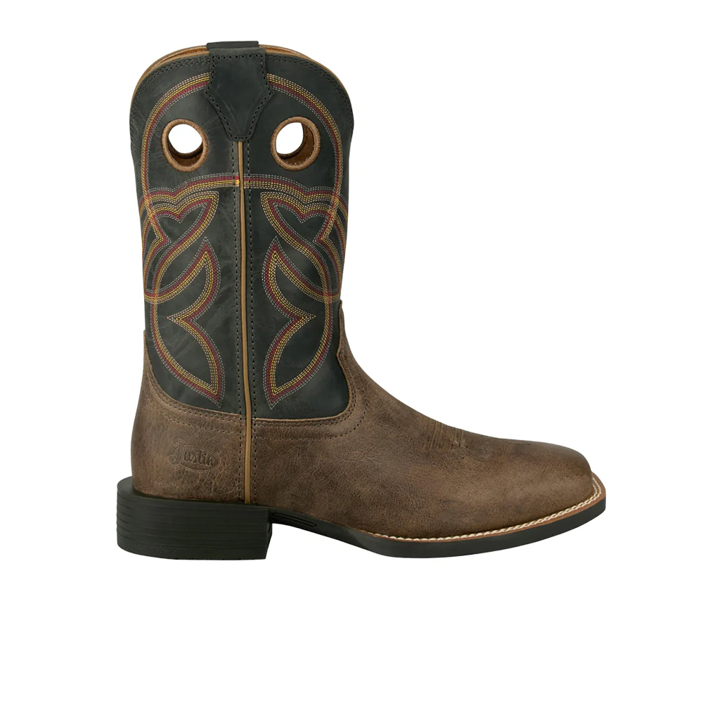 Lubbock 11 Inch Embroidered Square Toe Pull On Cowboy Boots